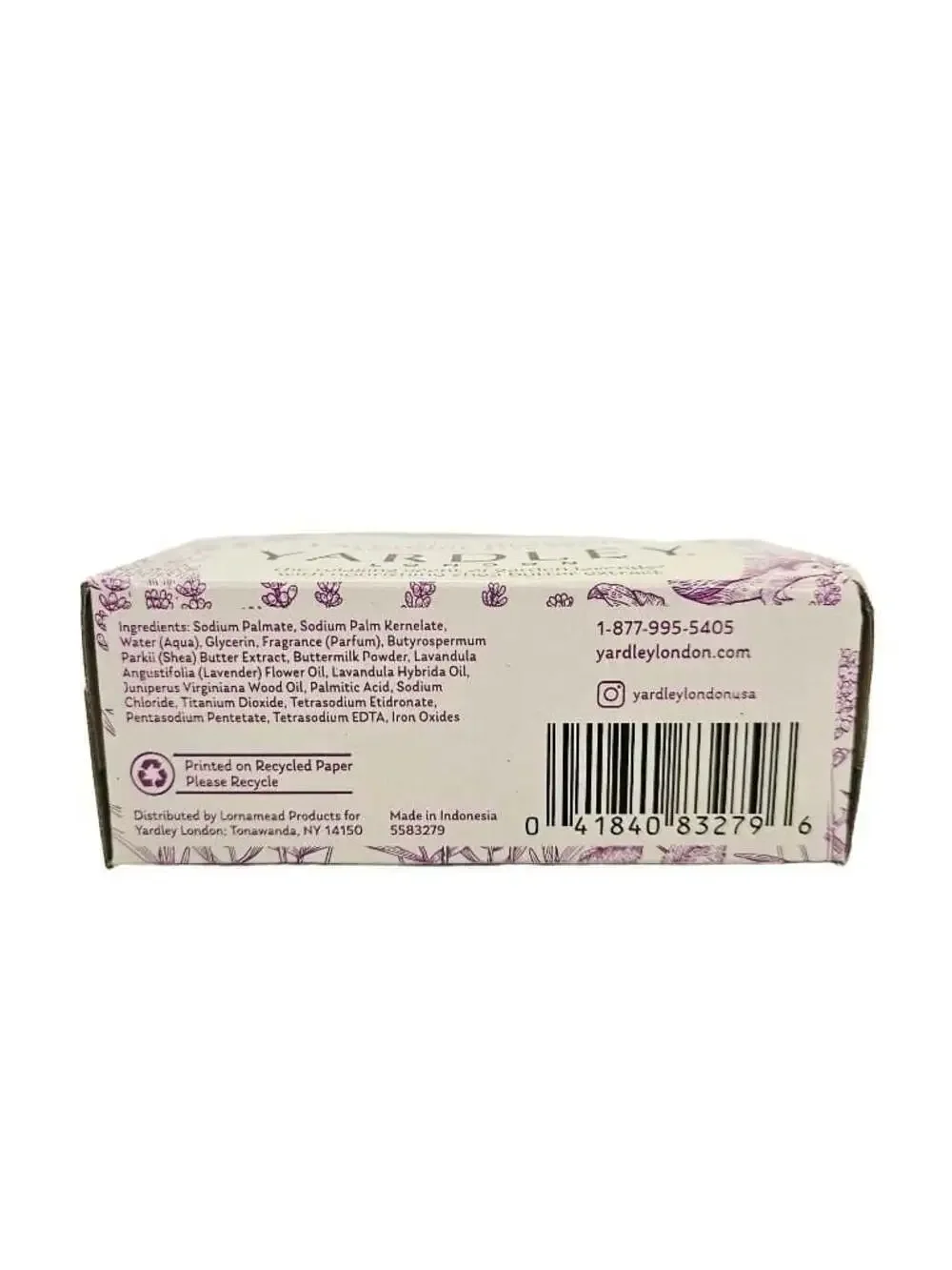 Yardley London Country Cottage Lavender Blossom Botanical Bath Bar 4 oz